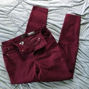 BURGUNDY HIGH WAISTED JEGGINGS